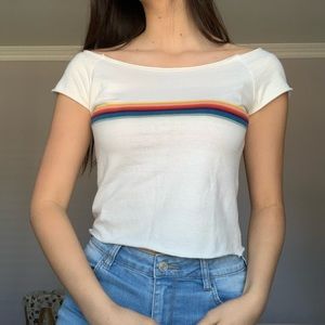 Brandy Melville White Cropped Crop Rin Top